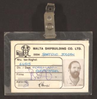 Joe Bartolo Malta Shipbuilding Foreman Outfit Steel Identification Tag
