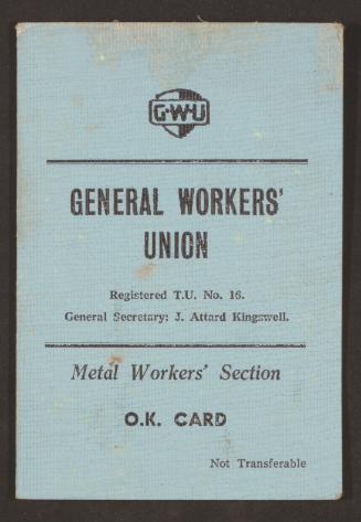 Joe Bartolo GWU (Malta) Metal Workers Section Union Payment Cards