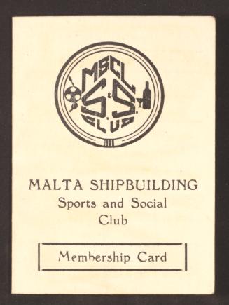 Joe Bartolo Malta Shipbuilding Sports and Social Club Membership Card