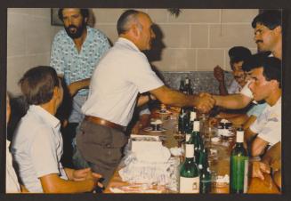 Joe Bartolo and other employees during an unidentified employee  (Probably Malta Shipbuilding (MSCL) retirement party