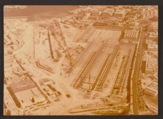 Malta Shipbuilding (MSCL) aerial view of construction of main fabrication shop and Marsa dock