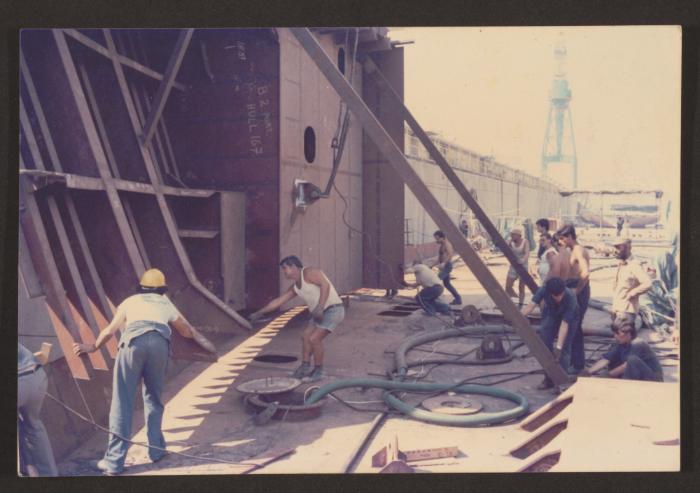 Malta Shipbuilding (MSCL) Fitting of Russian vessel Hull 167 Port block in place