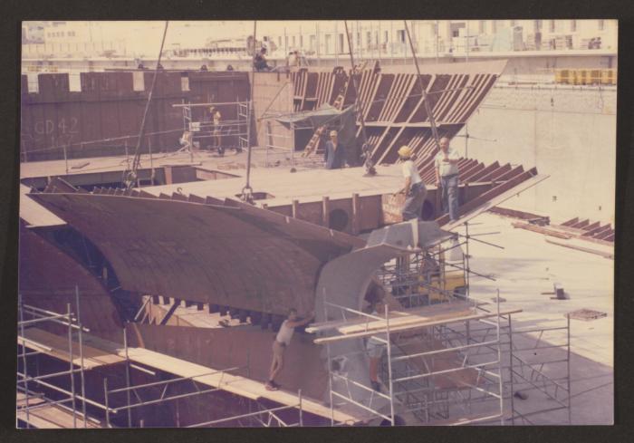 Malta Shipbuilding (MSCL) Aft fitting of Russian vessel Hull 167 block in dock