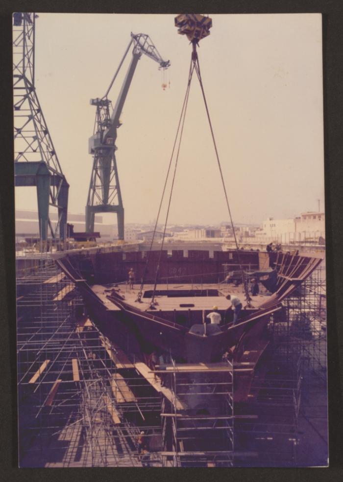 Malta Shipbuilding (MSCL) Aft fitting of Russian vessel Hull 167 block in dock