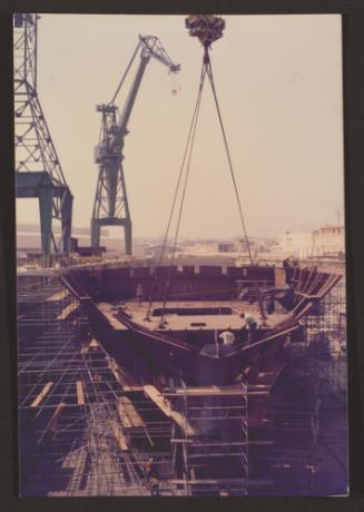 Malta Shipbuilding (MSCL) Aft fitting of Russian vessel Hull 167 block in dock