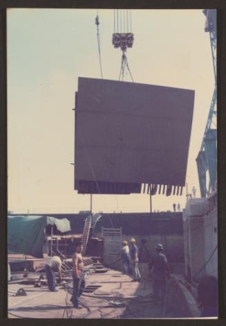 Malta Shipbuilding (MSCL) Hoisting in place Russian Vessel Hull 167 block in dock