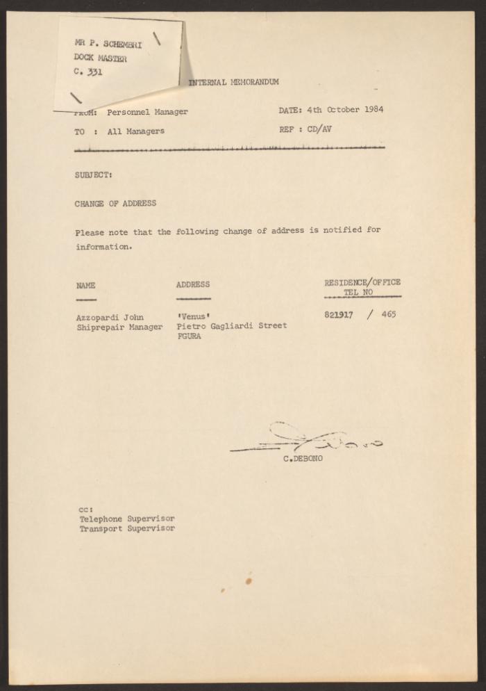 Malta Drydocks Miscellaneous Internal Notices