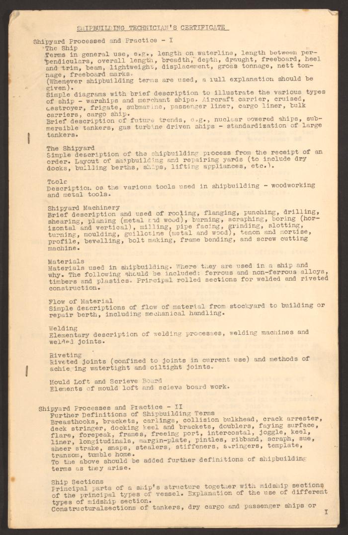 Malta Drydocks Apprentices Shipbuilding Technician Cert Notes