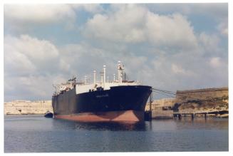 Malta Shiprepair Yard - Gas Carrier Ship "Larbi Ben M Hidi" at the Tankfarm Station Berth