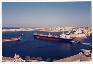 Malta Grand Harbour - Ship "Alandia Spray" leaving Malta Drydocks