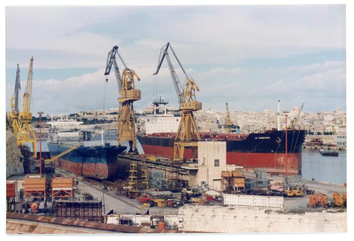 Malta Shiprepair Yard - Ship "Star Herdla" in Dock and Ship "La Ensenada"  afloat Shiprepair