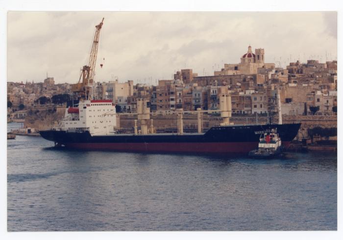 Malta Shiprepair Yard - Ship "Mariel"  (probably one of the ex-USSR Timber Carriers)  afloat repairs