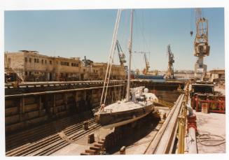 Malta Shiprepair Yard - Unidentified Yacht (maybe "Balena" or "Bellissima" Dock No 3 repairs