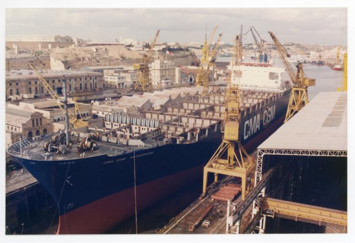 Malta Shiprepair Yard - Ship "CMA CGM Enterprise" Dock No 4 repairs