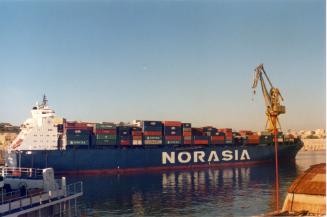 Malta Shiprepair Yard - Ship "Norasia Sharjah" from Norasia Shpg. Co Afloat repairs