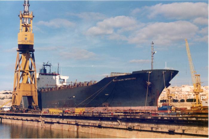 Malta Shiprepair Yard - Ship "Australian Enterprise" Afloat repairs