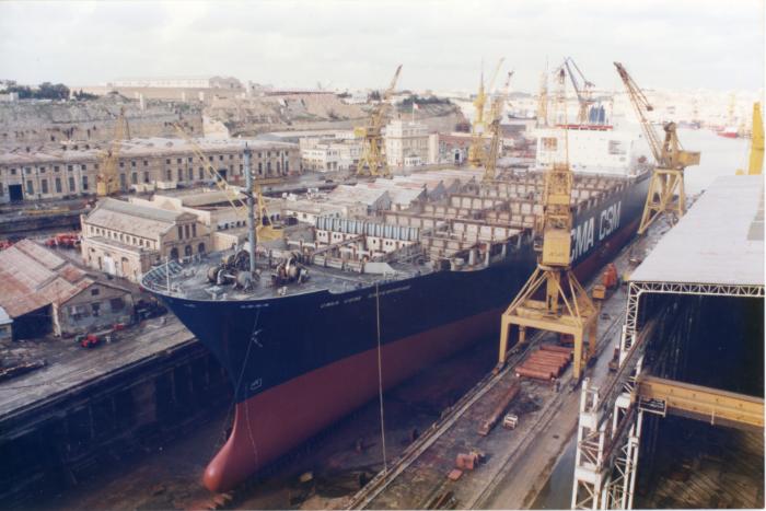 Malta Shiprepair Yard - Ship "CMA CGM Enterprise" Dock No 4 repairs