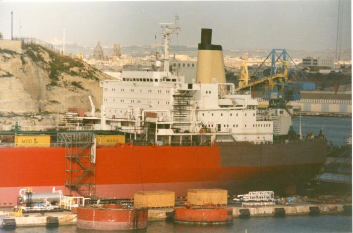 Malta Drydocks photo during the Conversion of m/t "Northia" to FPSO "IKDAM"