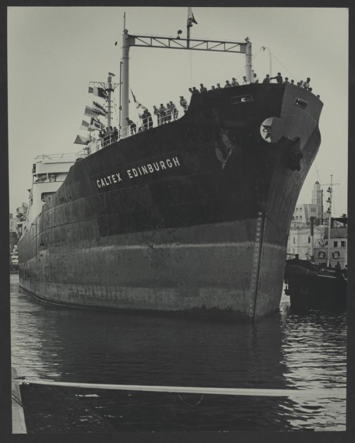Malta Drydocks - No 5 drydock conversion construction work - Ship "Caltex Edinburgh"