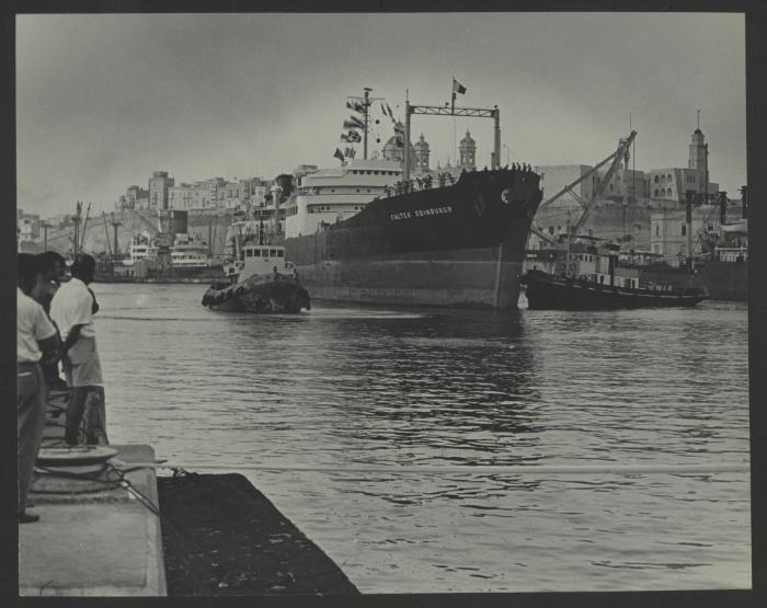 Malta Drydocks - No 5 drydock conversion construction work - Ship "Caltex Edinburgh"