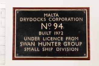 Shipbuilders Plaque "Hull 94" - Swan Hunter Group