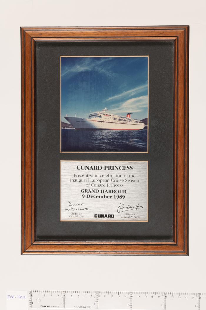 Plaque "Cunard Princess"
