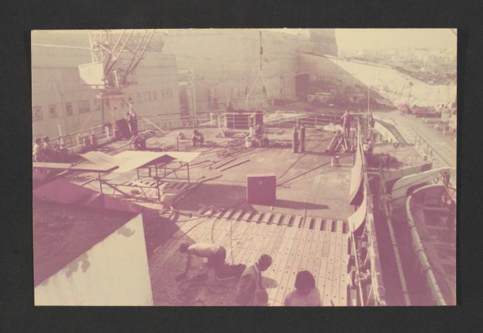 Ship "Cunard Countess" repairs and conversion at Malta Drydocks - onboard deck areas