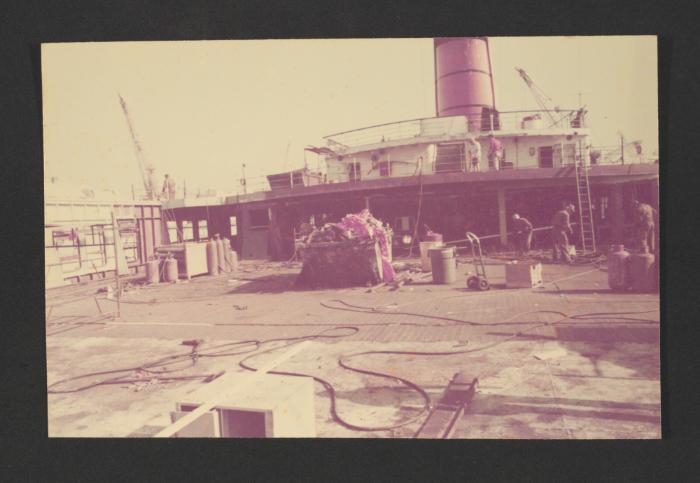 Ship "Cunard Countess" repairs and conversion at Malta Drydocks - onboard deck areas