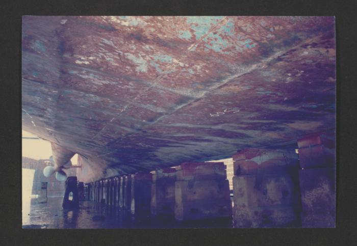 Malta Drydocks unidentified ship  and dock - Bottom damage repairs