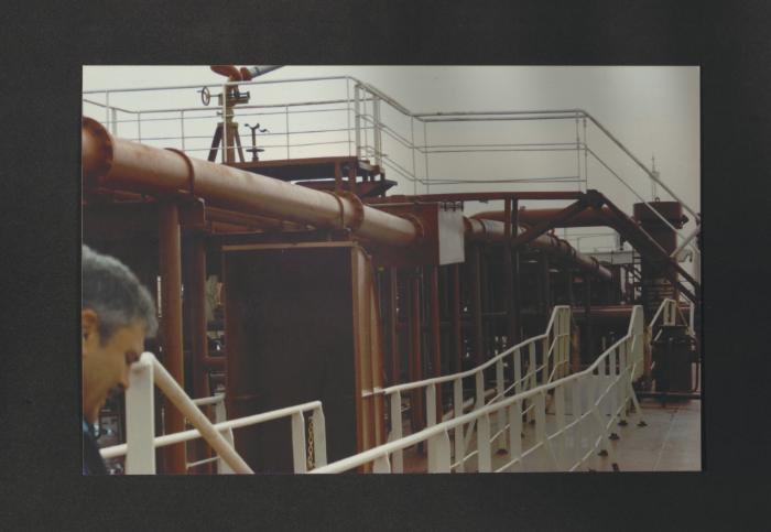 Unidentified ship at Malta Drydocks (possibly visit by dockyard technical personnel)  outside Malta - Fredu Cauchi in the foreground