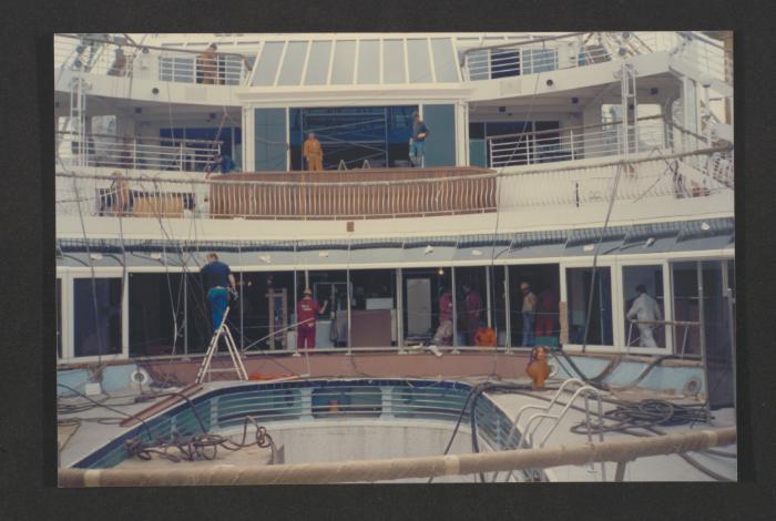 Ship "Cunard Countess" repairs and conversion at Malta Drydocks - Dock No 4