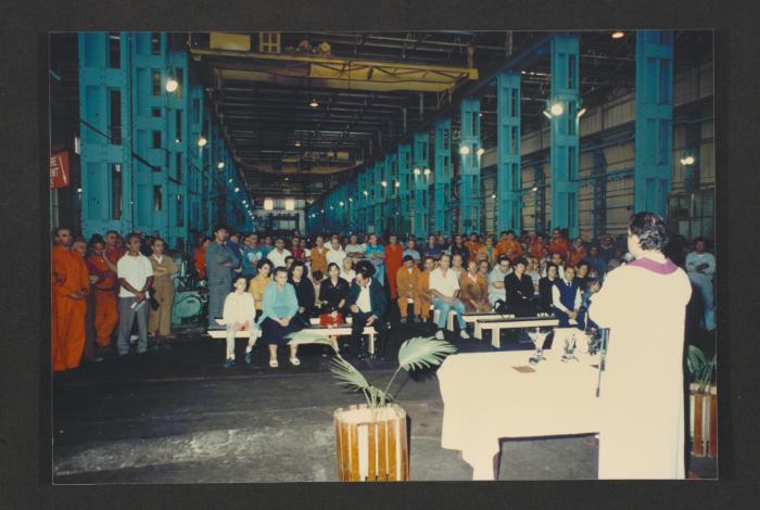 Religious function at the Malta Drydocks Machine Shop (Factory)