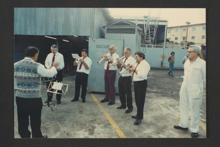 Dockyard Band playing during a religious function at the Malta Drydocks near the Workers' memorial