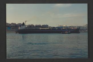 Unidentified ship at Malta Drydocks leaving Valletta Grand Harbour