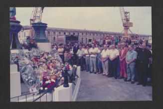Religious function at the Malta Drydocks near the Workers' memorial - Cassar Charlie and Joe Sapiano GWU representatives