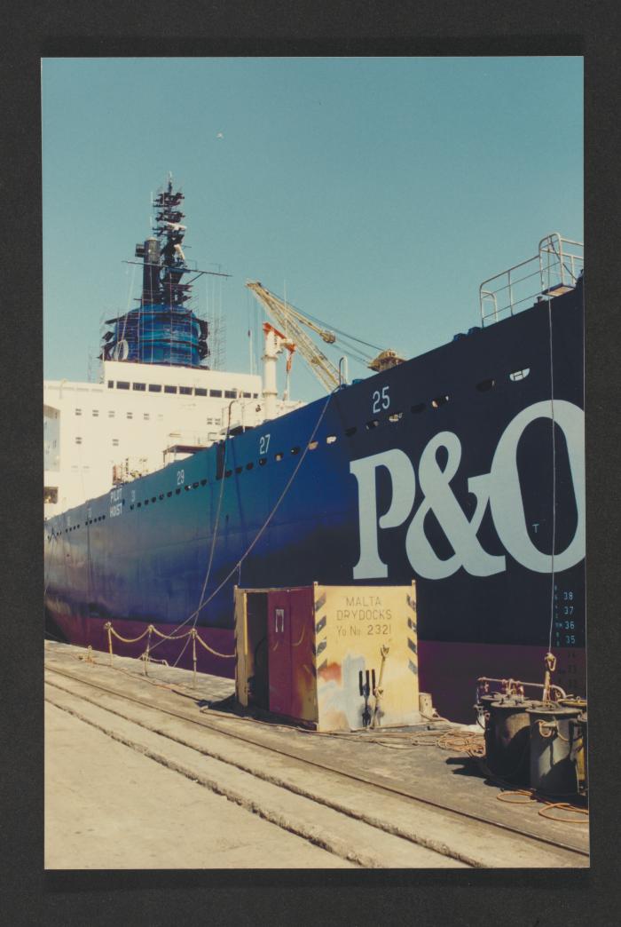 Unidentified ship at Malta Drydocks (Company P & O Containers)
