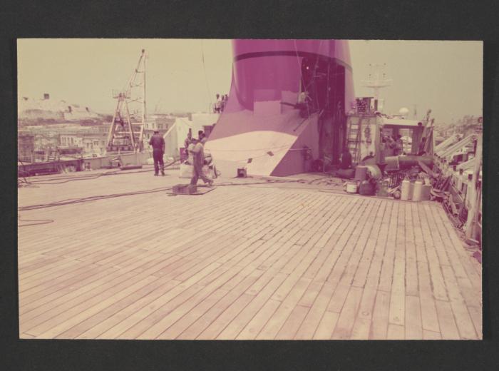 Ship "Cunard Countess" repairs and conversion at Malta Drydocks - onboard deck areas
