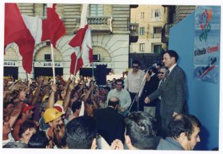 Prime Minister Dr. Alfred Sant during a meeting at Gavino Gulia Square in Cospicua