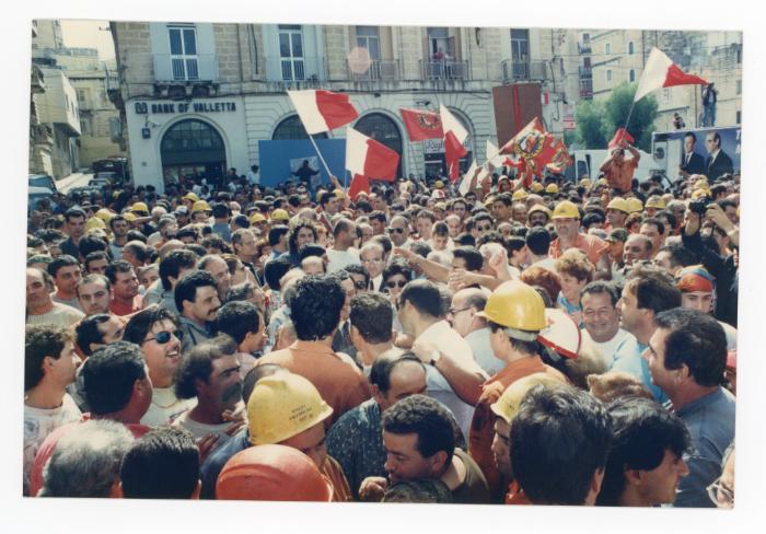 Prime Minister Dr. Alfred Sant during a meeting at Gavino Gulia Square in Cospicua