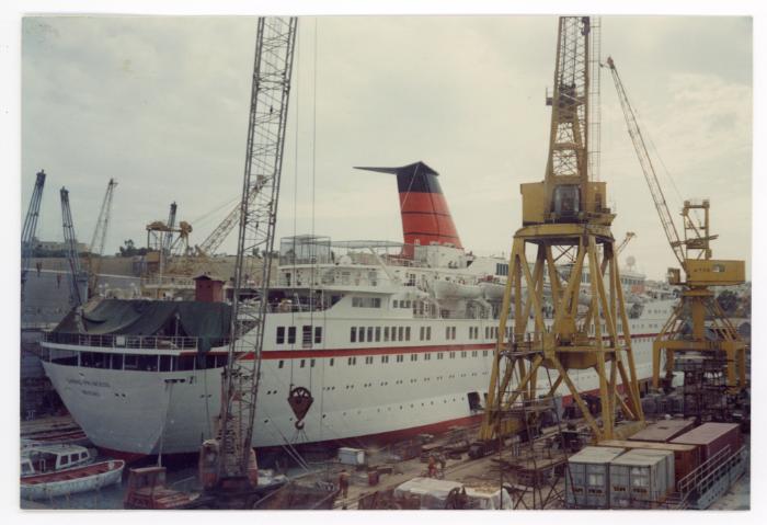 Malta Drydocks - ship "CUNARD PRINCESS" in No 5 Dk