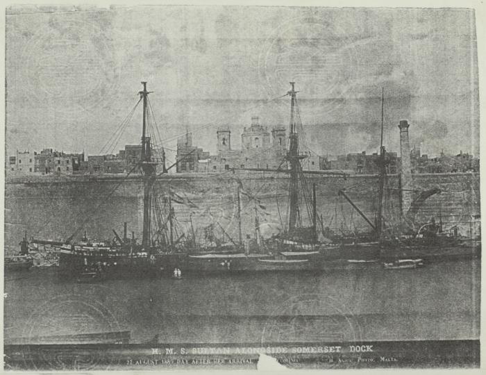 "HMS SULTAN" alongside Somerset Dock