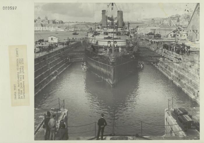 British battleship "HMS VICTORIA" (1887) in No. 4 (now No. 2) dock