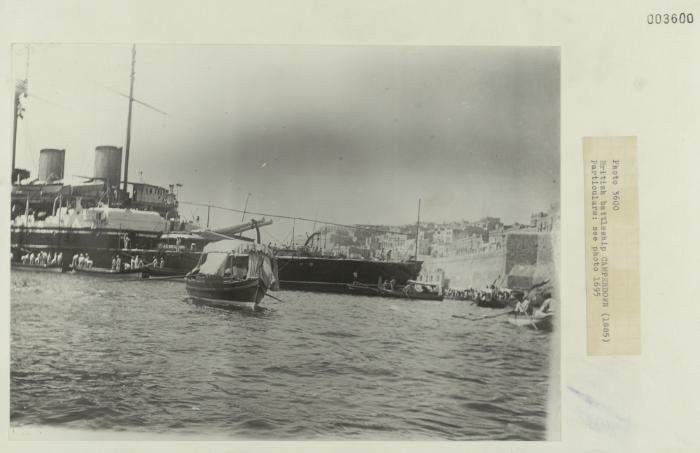British battleship "CAMPERDOWN" docked in the Grand Harbour