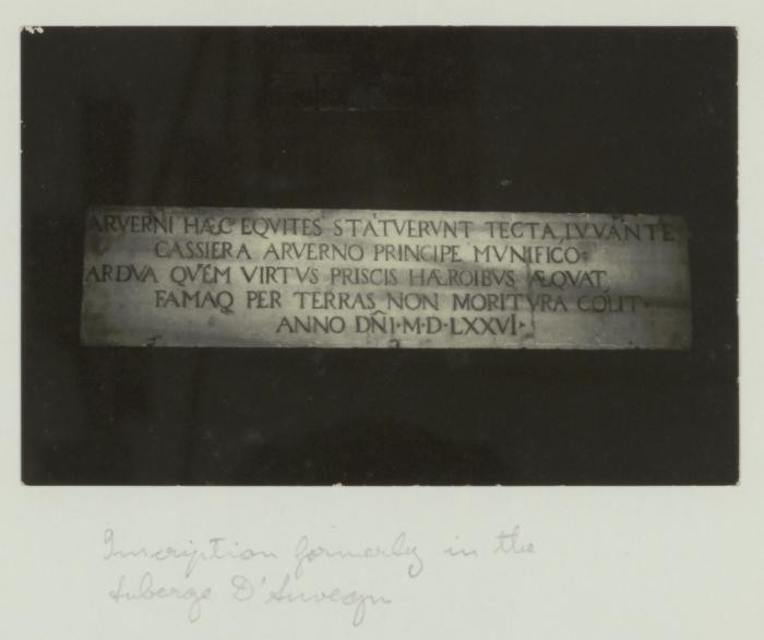 Inscription formely in the Auberge d'Auvergne Valletta Malta