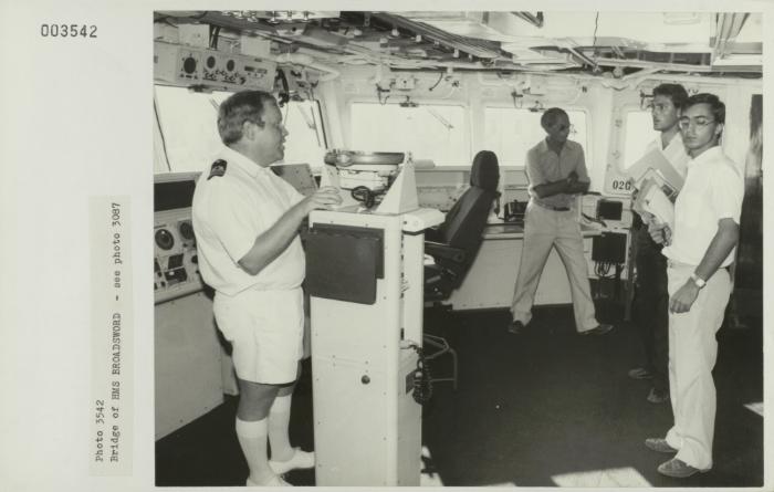 Crew members in the bridge of "HMS BROADSWORD" (1976)