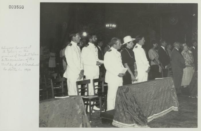 Crew members from "HMS BROADSWORD" (1976) attending a religious function in St. John's Co-Cathedral, Valletta Malta