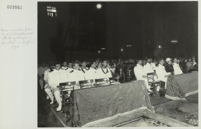 Crew members from "HMS BROADSWORD" (1976) attending a religious function in St. John's Co-Cathedral, Valletta Malta
