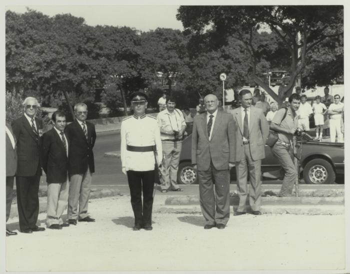 HE the President of Malta Dr. Censu Tabone at the Floriana parade grounds Malta