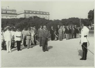 Sailors of "HMS BROADSWORD" (1976) being inspected at the Floriana parade grounds by HE the President of Malta Dr. Tabone