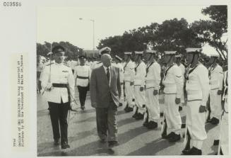 Sailors of "HMS BROADSWORD" (1976) being inspected at the Floriana parade grounds by HE the President of Malta Dr. Tabone